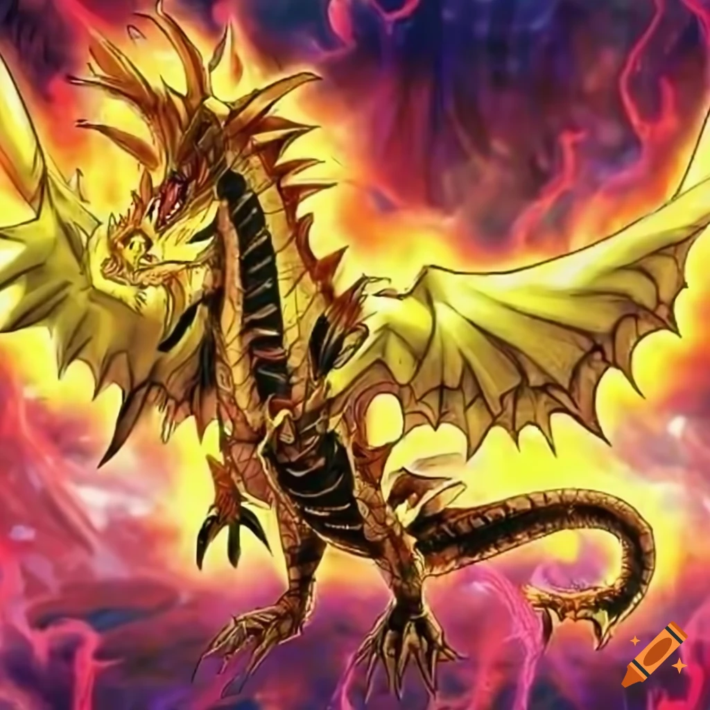 Yellow Sun Normal Dragon, majestic solar dragon with fiery wings in Yu ...