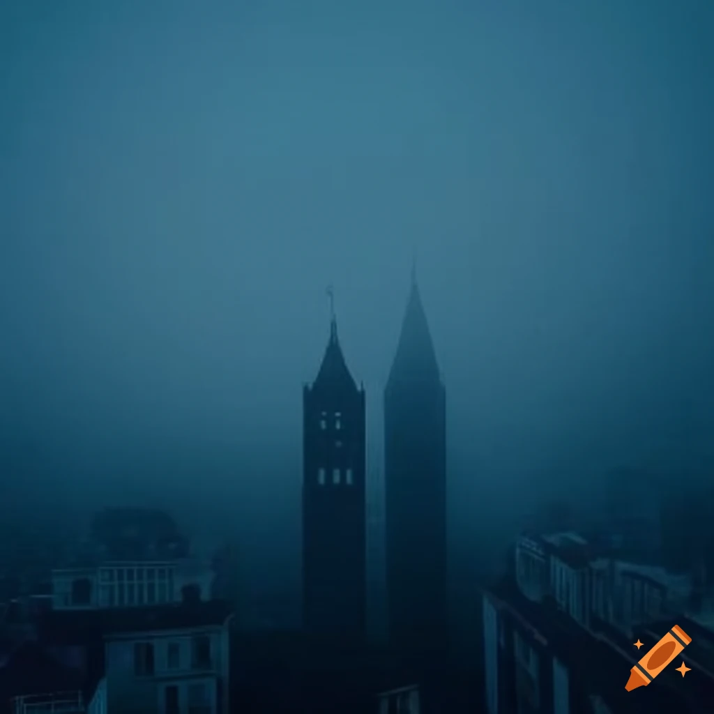 Cityscape in foggy ambiance