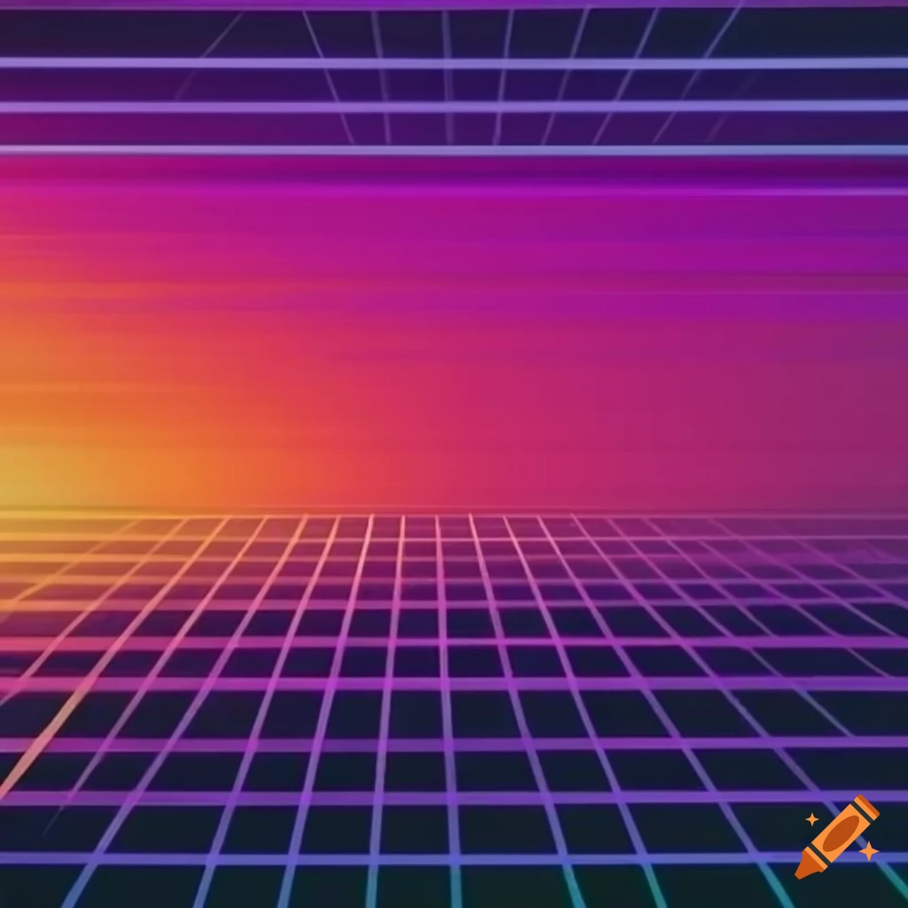 80s grid sunset background