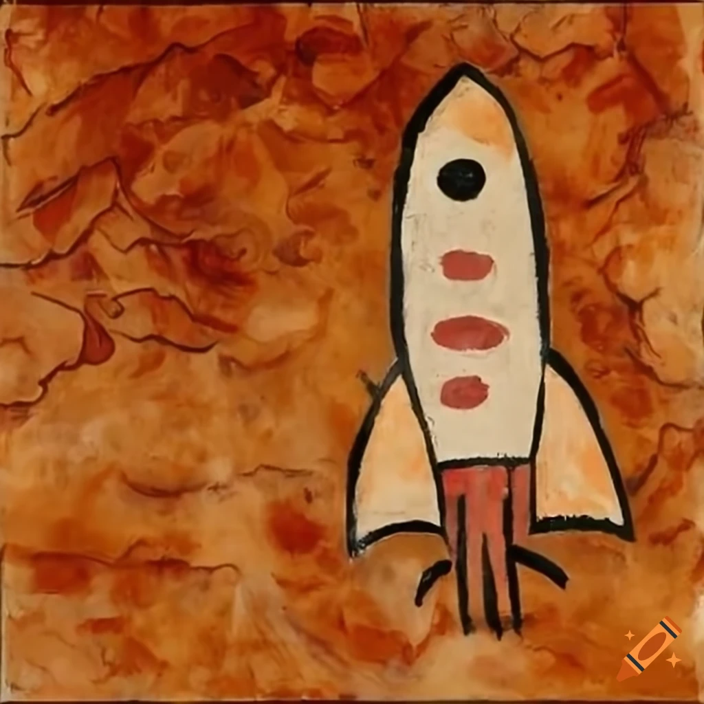 Cave painting of a rocket