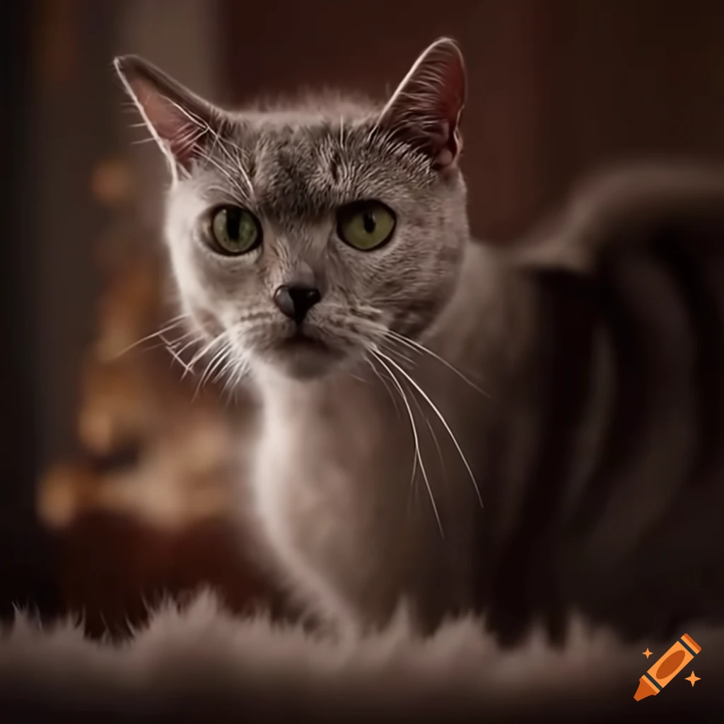 Elliot page transforming into a house cat with fur growth on Craiyon