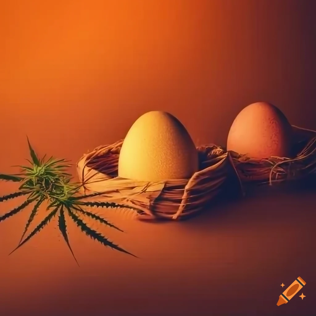 Easter celebration with eggs and plants in a farm setting with orange colors