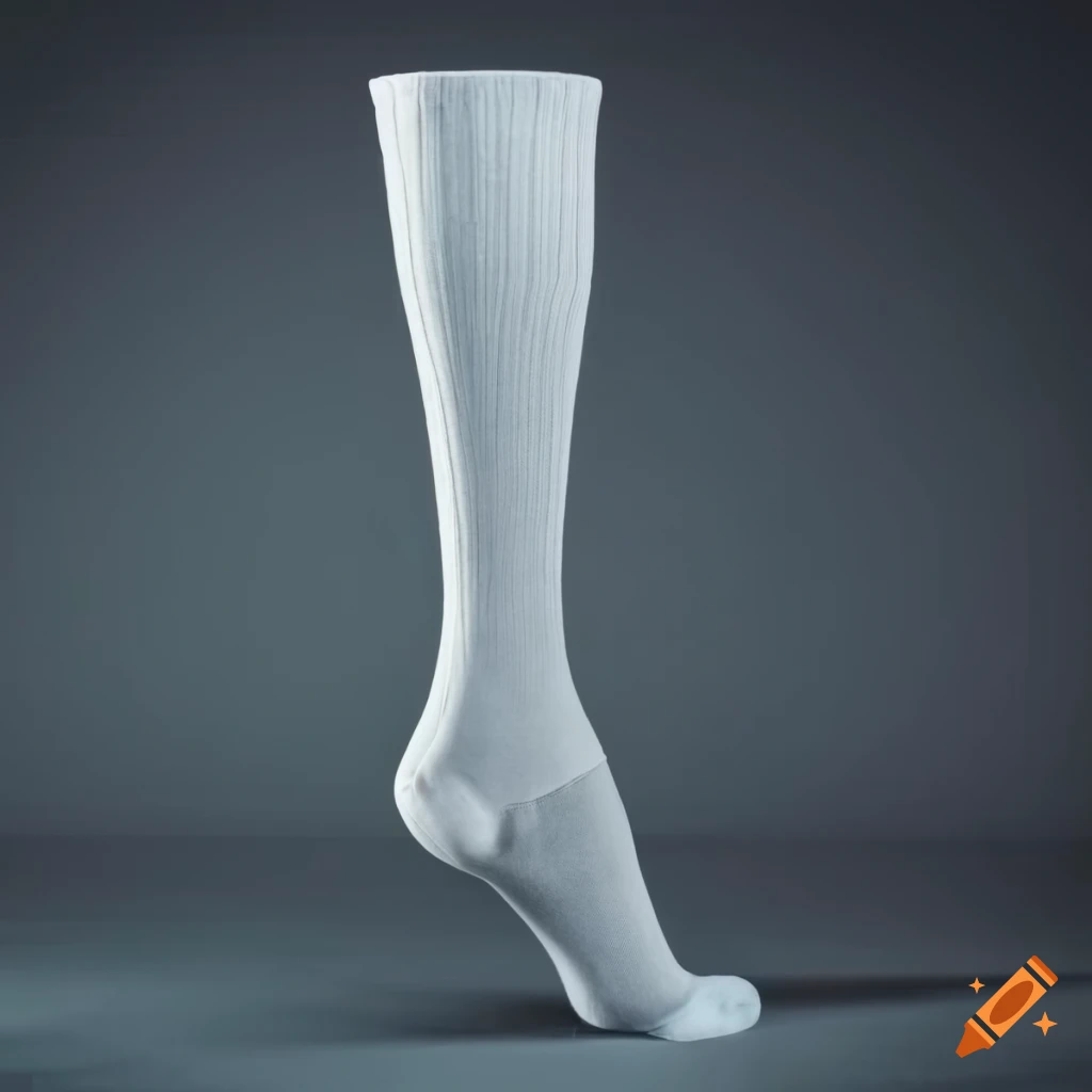 Mannequin wearing grey crew socks