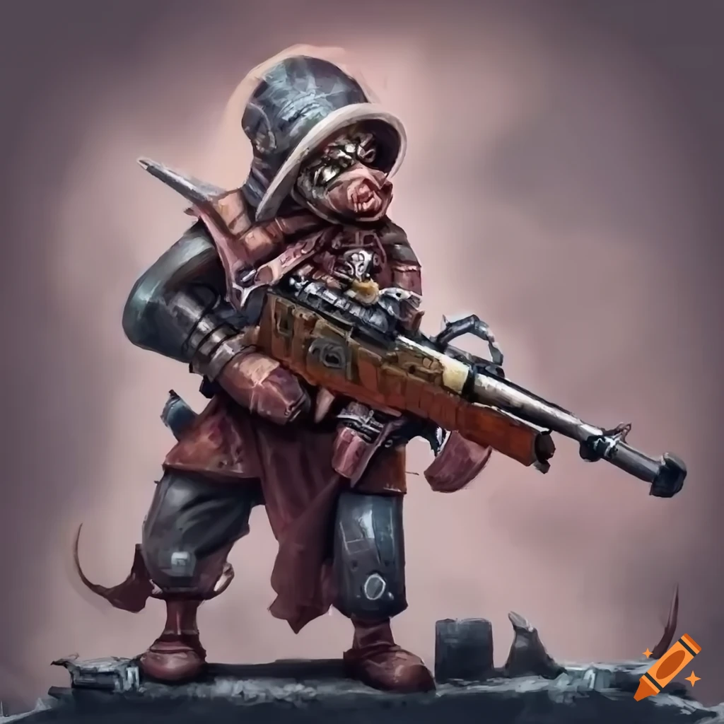 Warhammer skaven Ratling sniper in World War 2 Axis camouflage