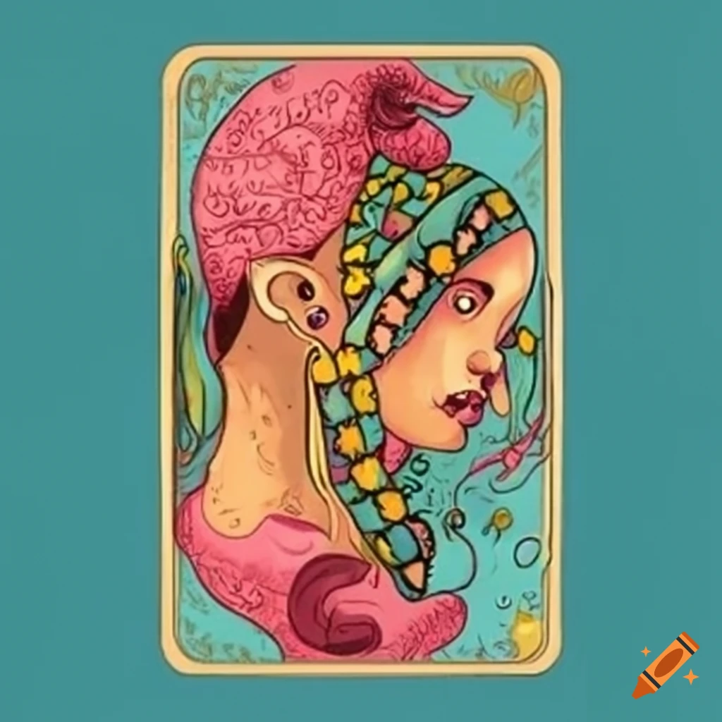 Set of four funny tarot cards