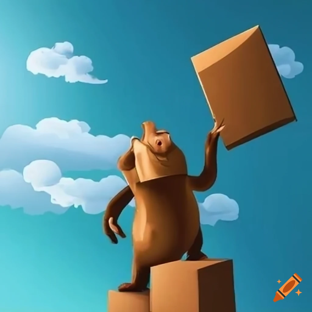 Big foot delivering packages in the city