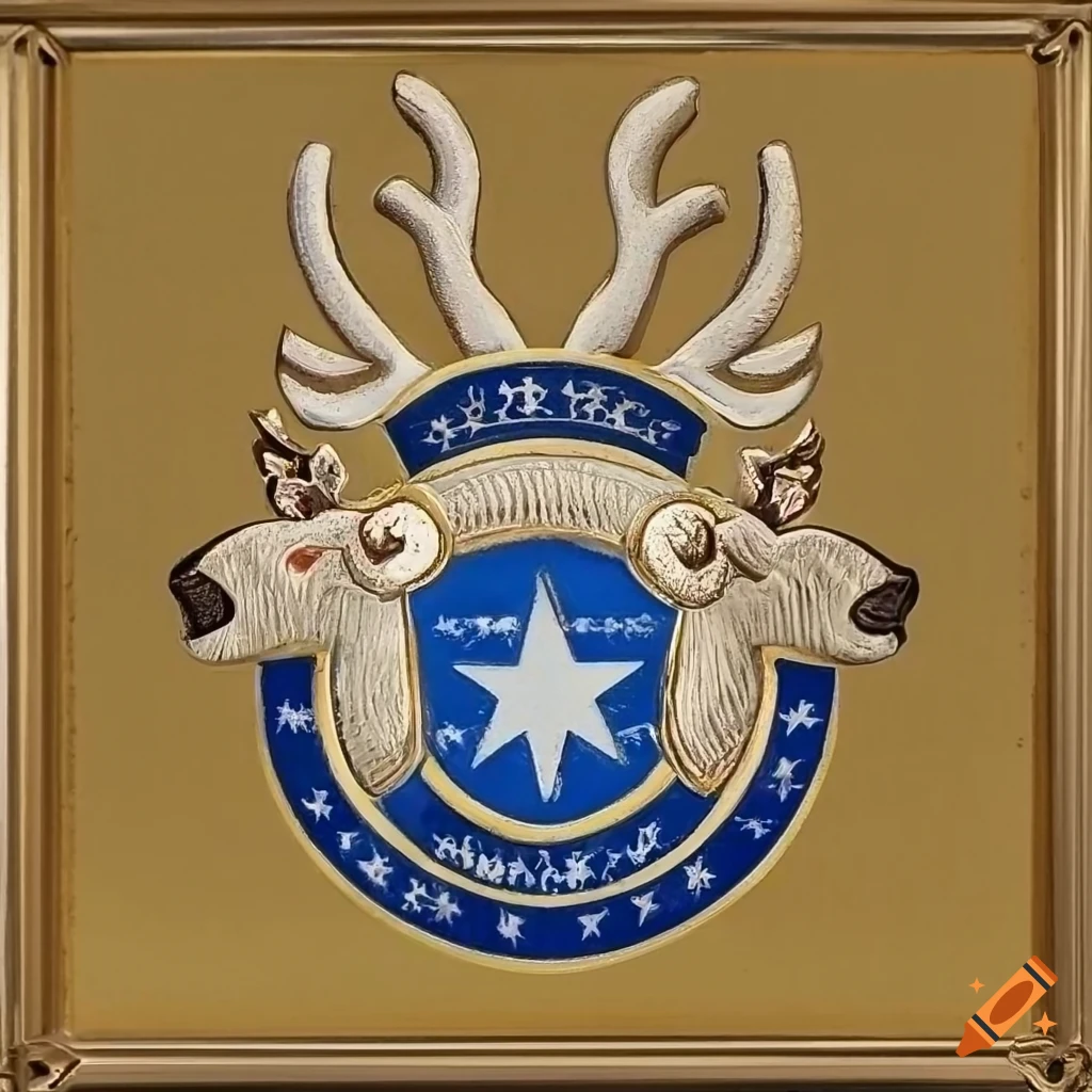 Government-inspired reindeer emblem with golden border