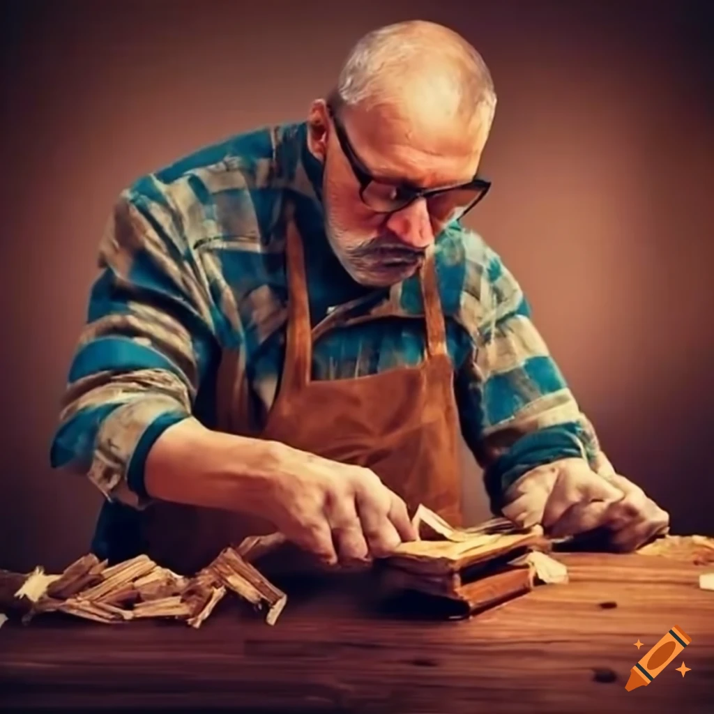 Craftsman repairing chips and scratches on wood furniture on Craiyon