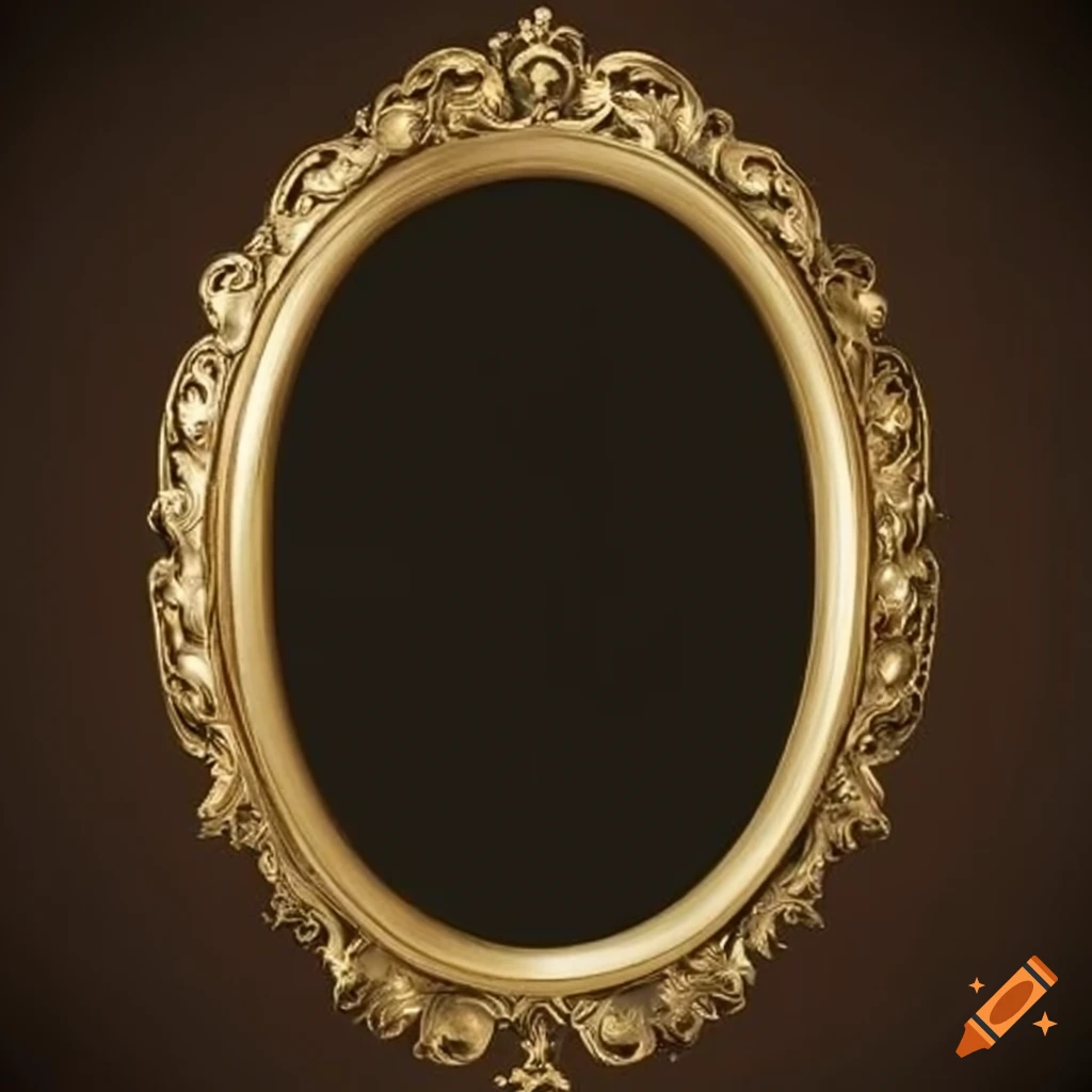 Ornate antique oval frame in gold tones