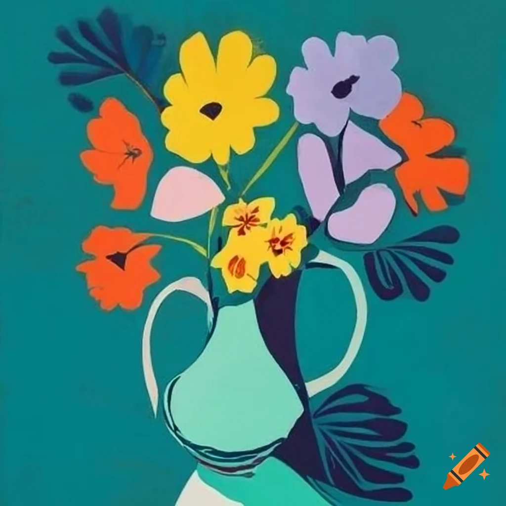 Flowers in a vase Matisse woodcut on Craiyon