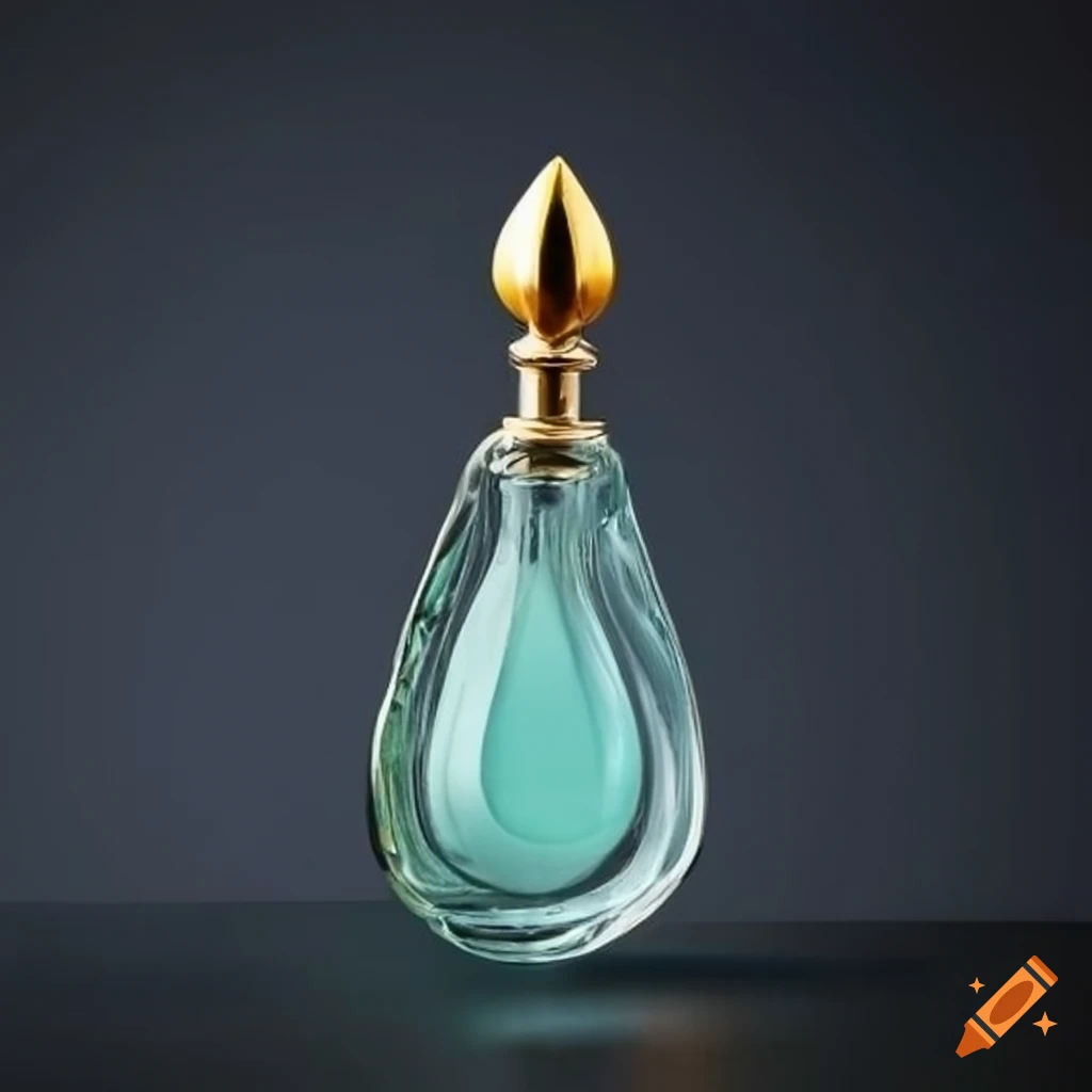 Glass perfume bottle with drop-shaped interior