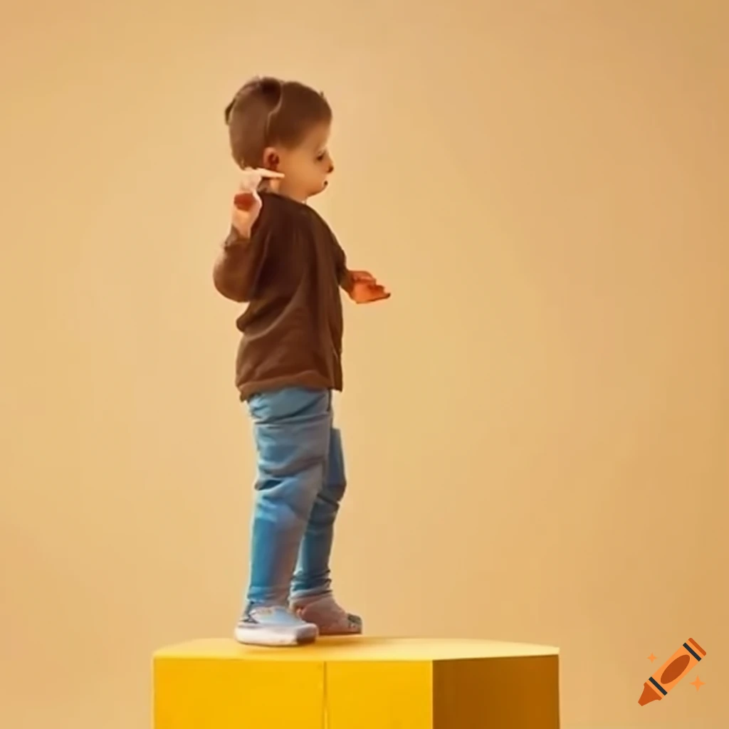 Child playing with a large cube urban installation