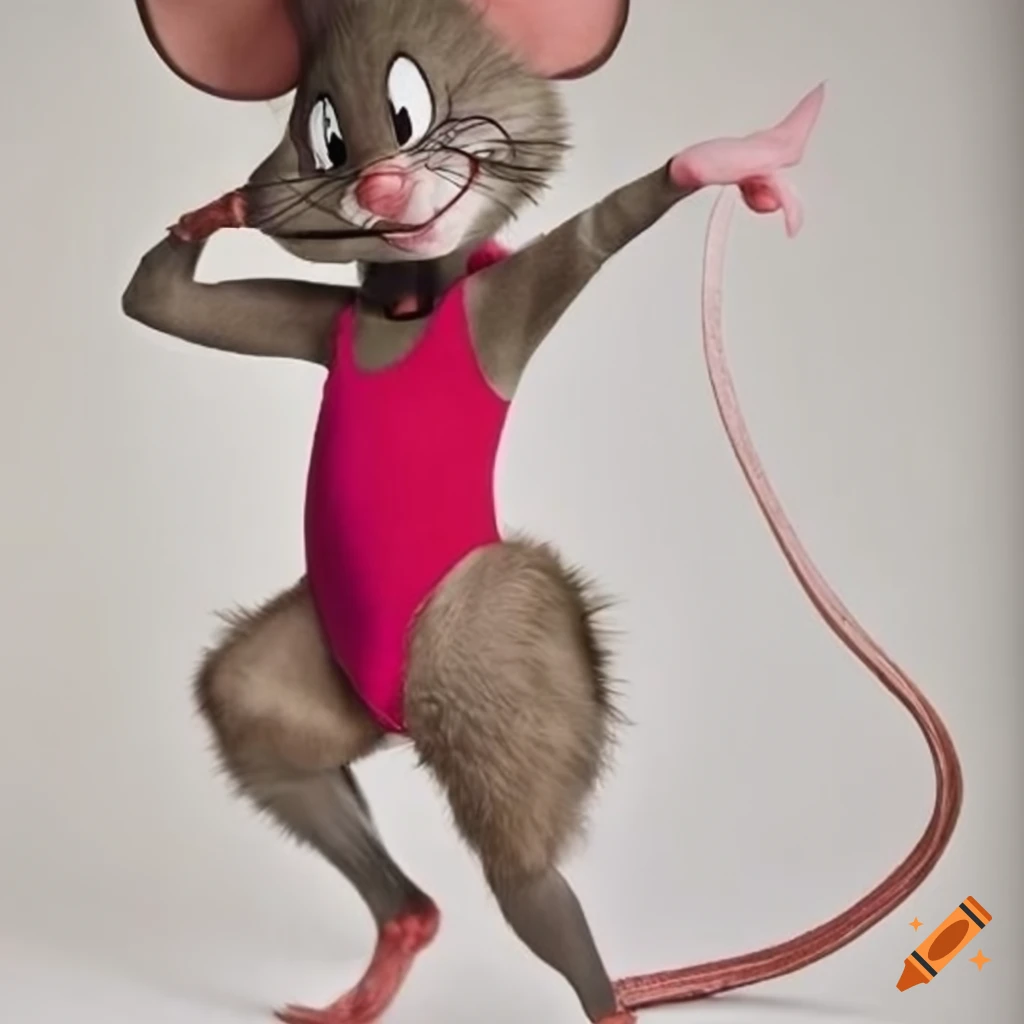 Androgynous male mouse in frilly leotard Looney Tunes style