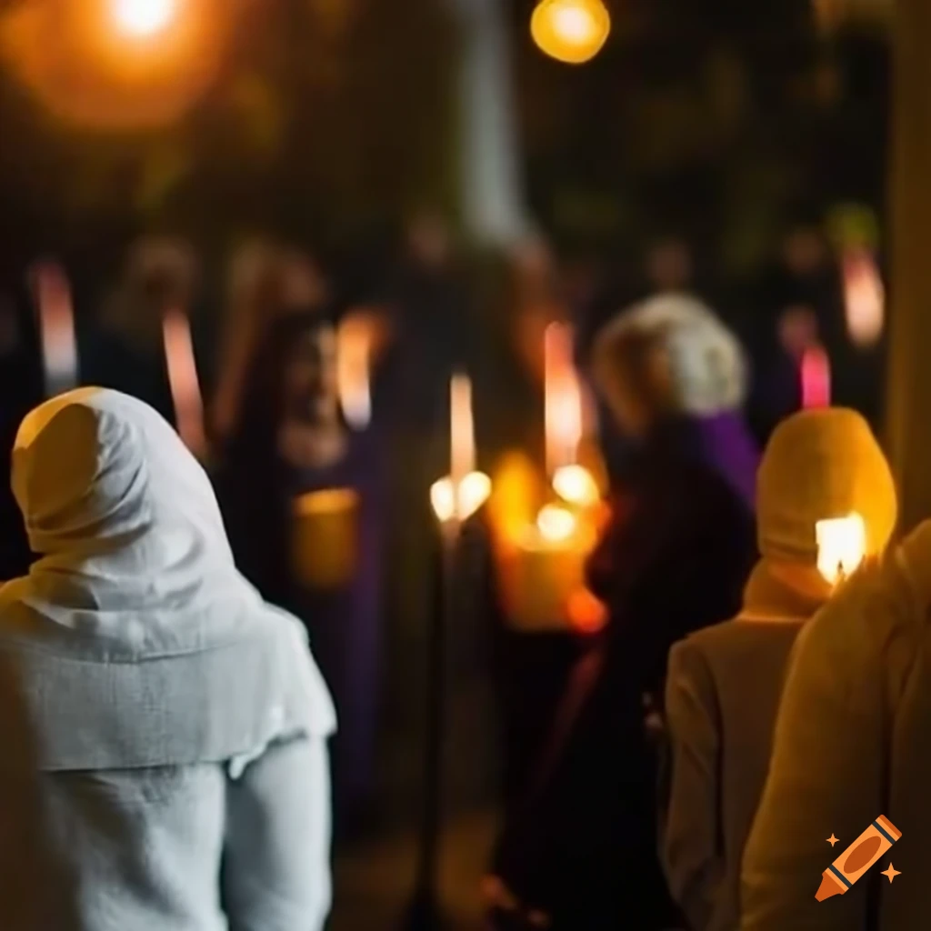 Community members paying respects at a ceremony on Craiyon