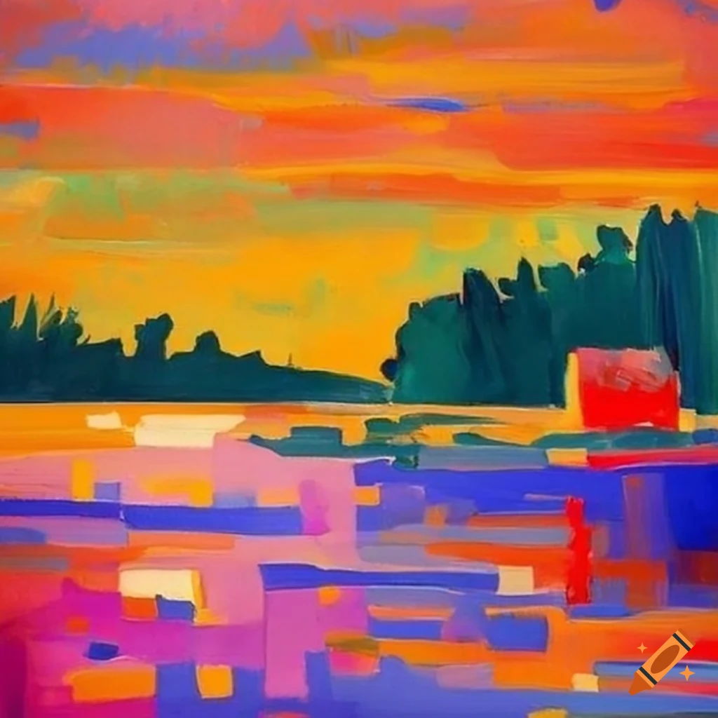 Abstract michigan landscape inspired by matisse on craiyon