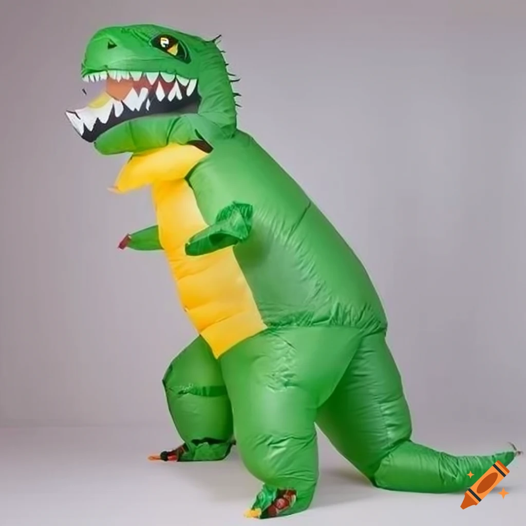 Inflatable green and hazel dinosaur costume for children with giant ...