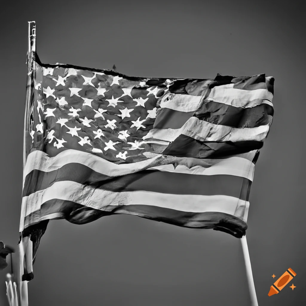 Black and white american flag photo on Craiyon