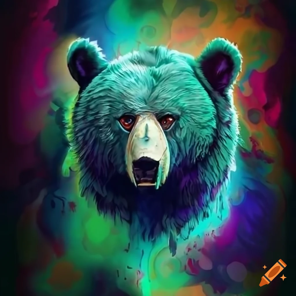 Russian brown bear in vibrant Halo-inspired art style