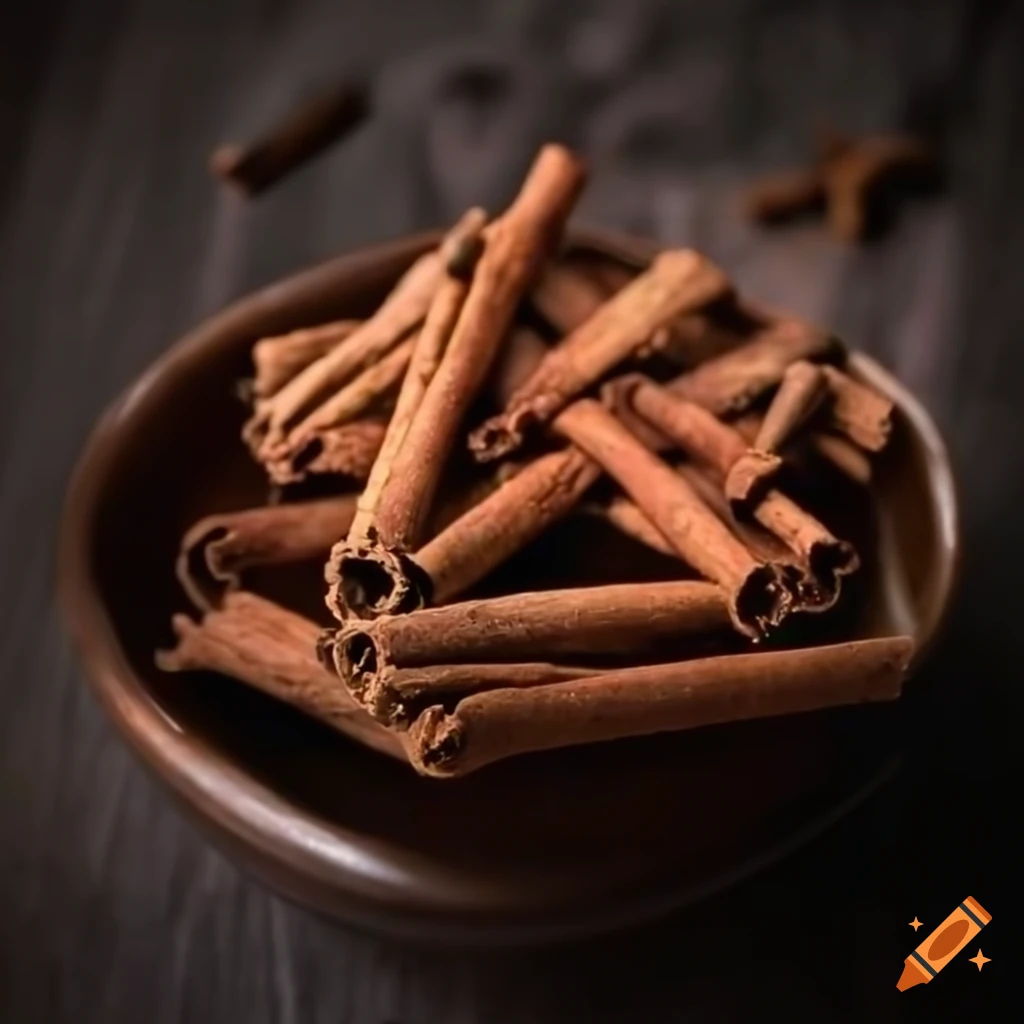 Fresh cinnamon in a small bowl