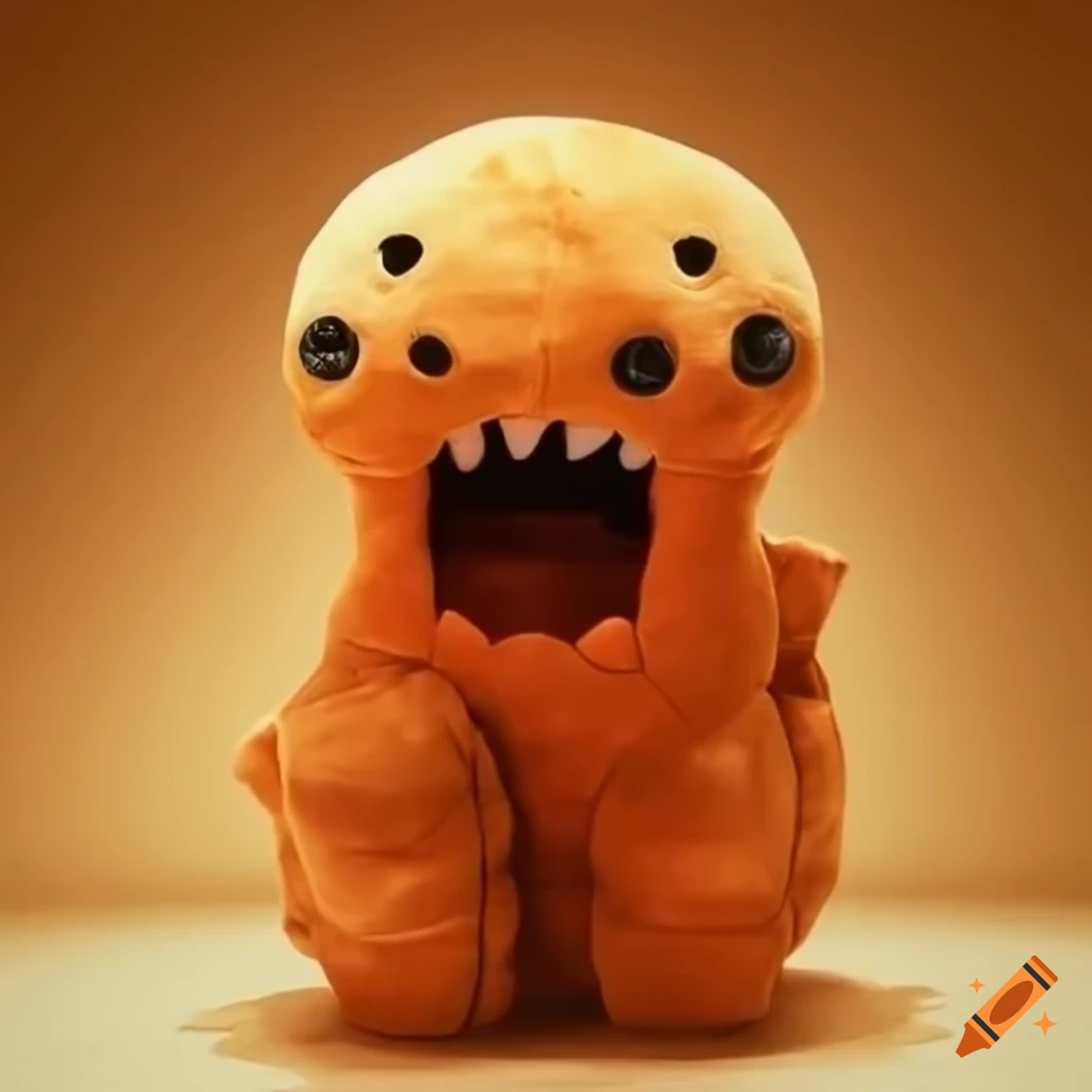 Giant monster plushie in a backroom setting