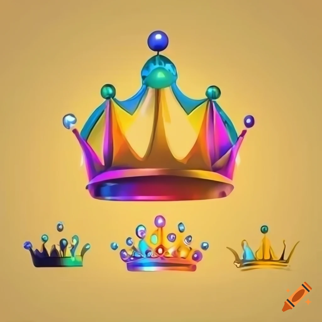 2D crown icons showing evolution in different colors