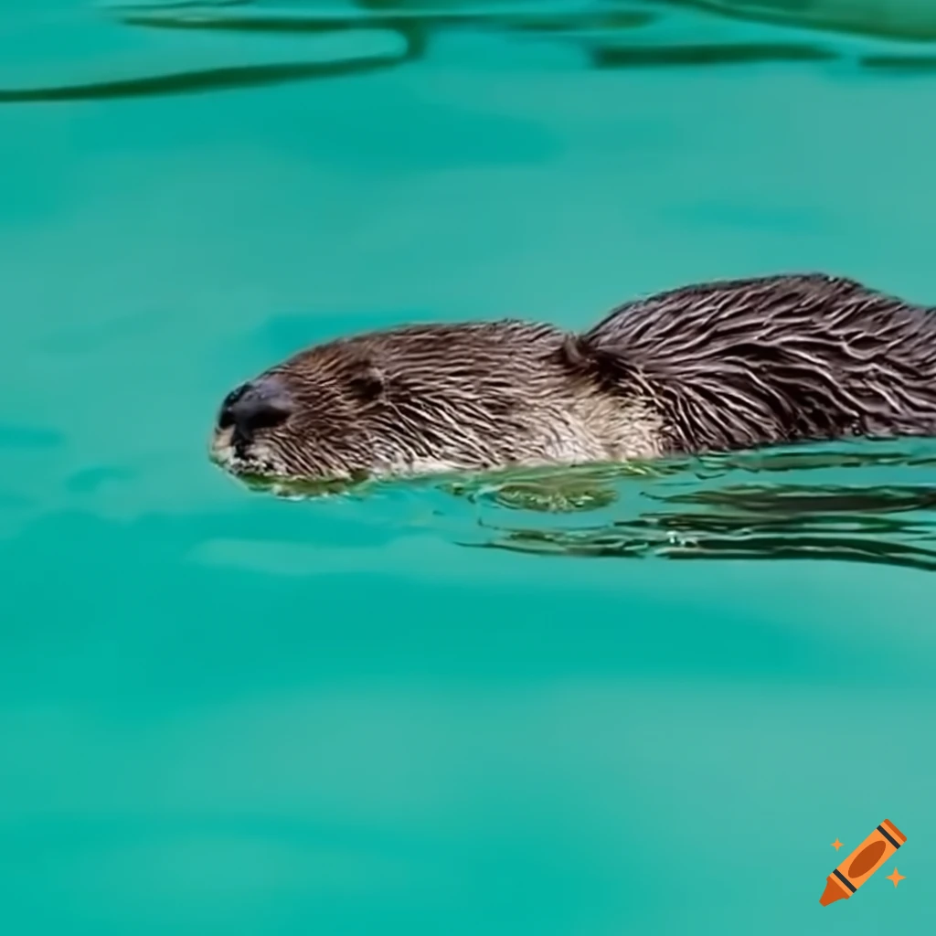 Otter swimming in turquoise water
