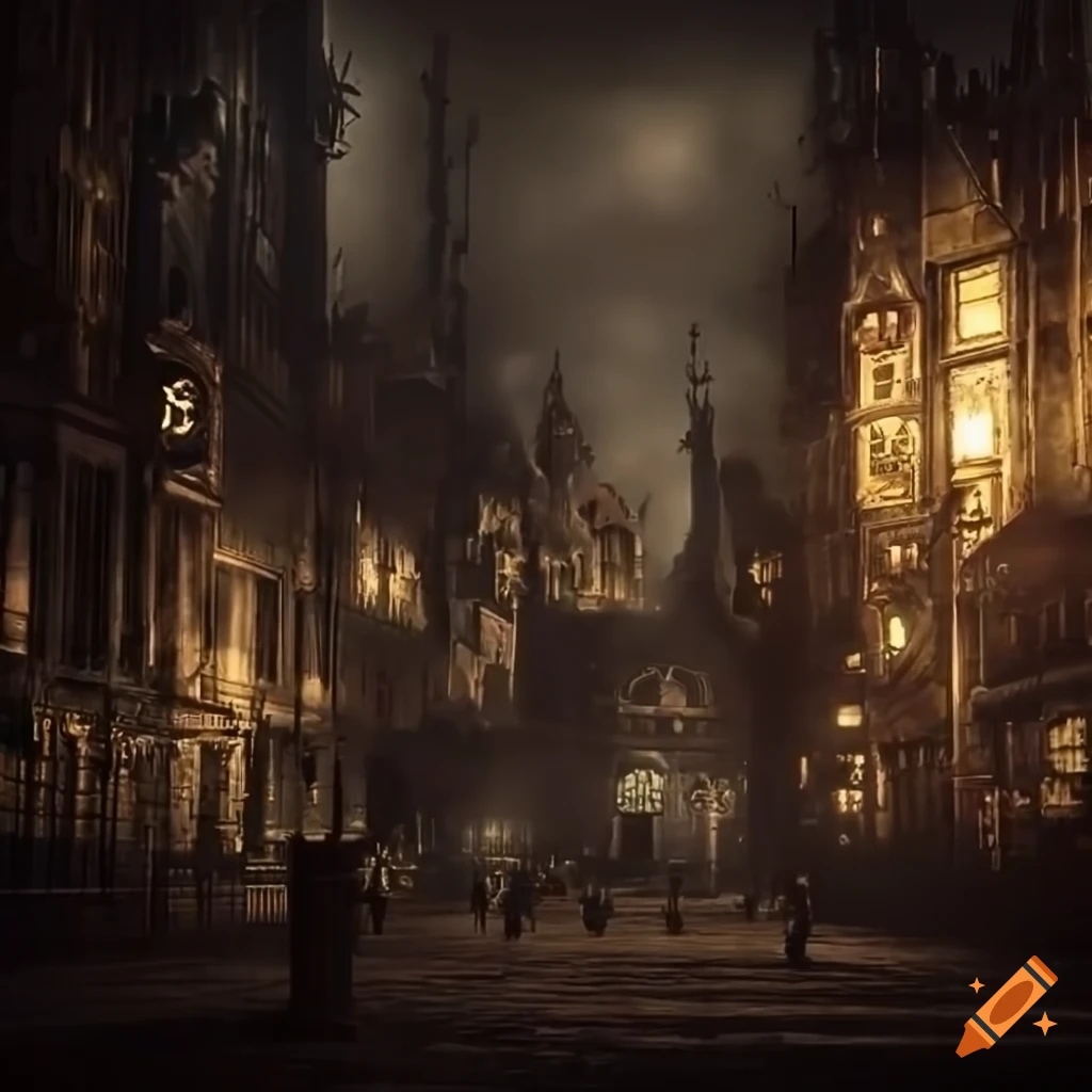 Steampunk city with numerous clocks in a dark setting on Craiyon