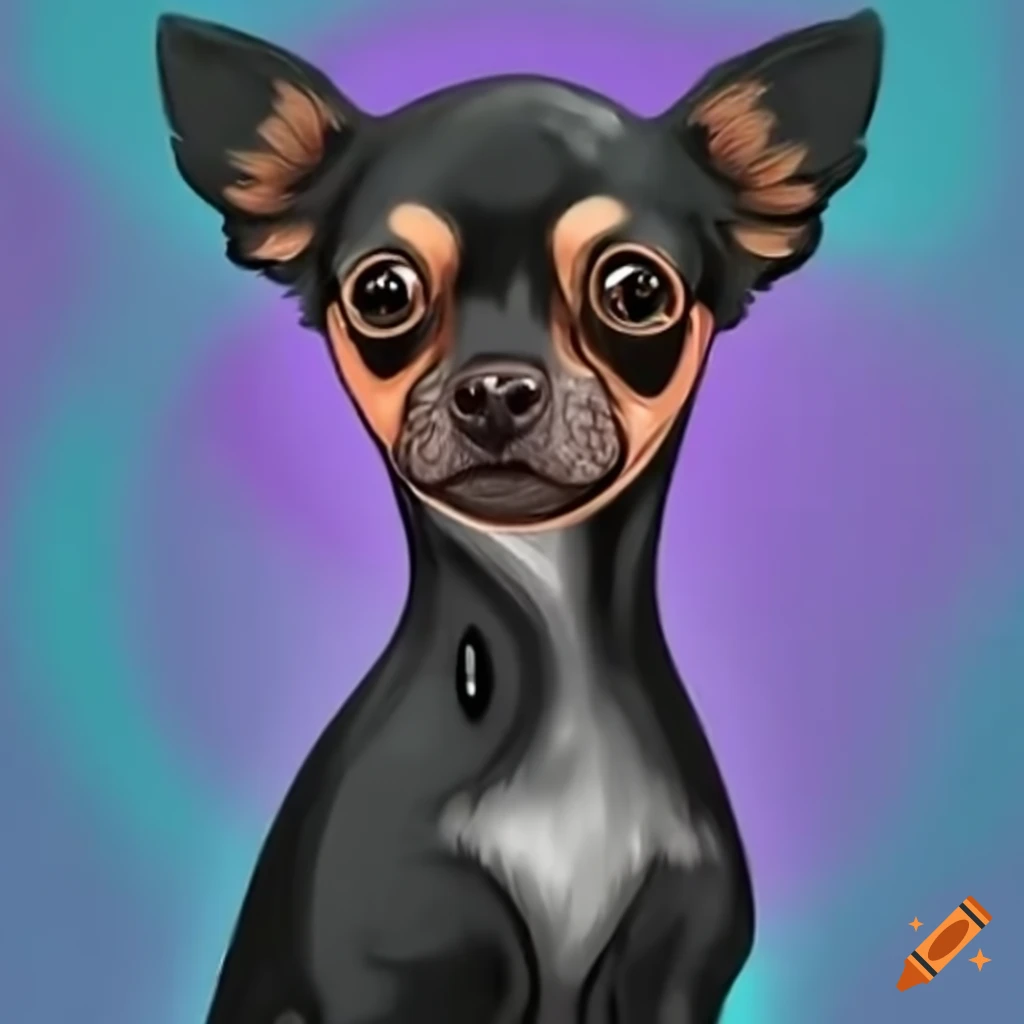 Black Chihuahua with brown paws and longer chest hair