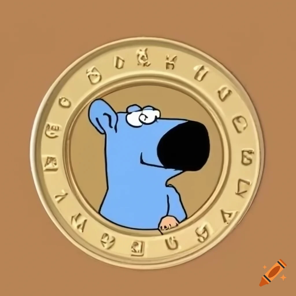 Meme coin icon with a dog similar to Brian Griffin in blue tones on Craiyon