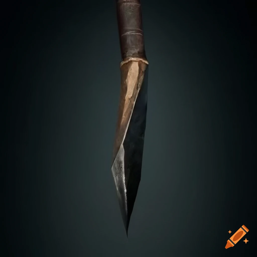 Obsidian long seax blade with dark cloth-wrapped grip