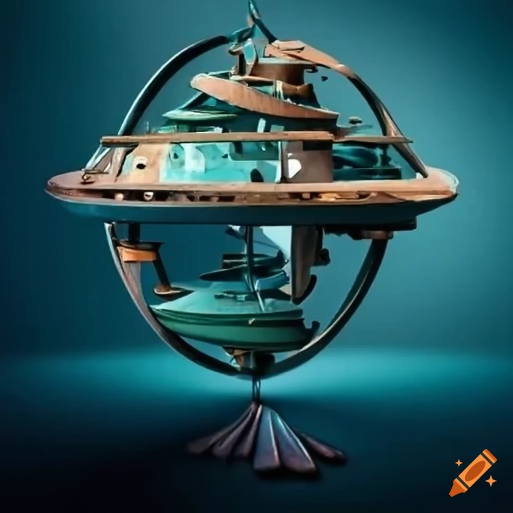 Floating gyroscopeshaped city with extra exterior junk on Craiyon