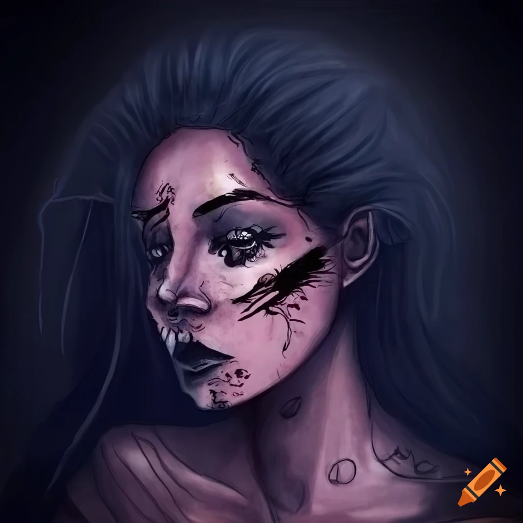 Poetic ink illustration of inner struggles and survival