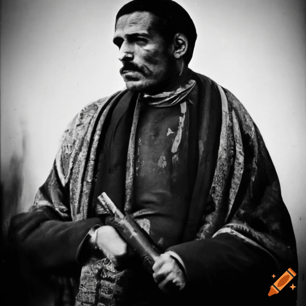 Algerian fighter with a big stick during the Algerian revolution