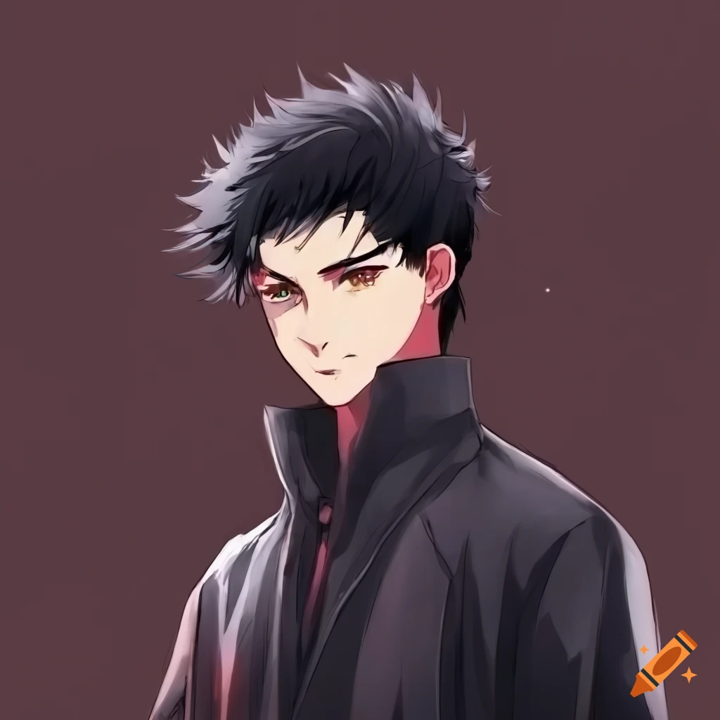 Young man with athletic build and sleek black hair