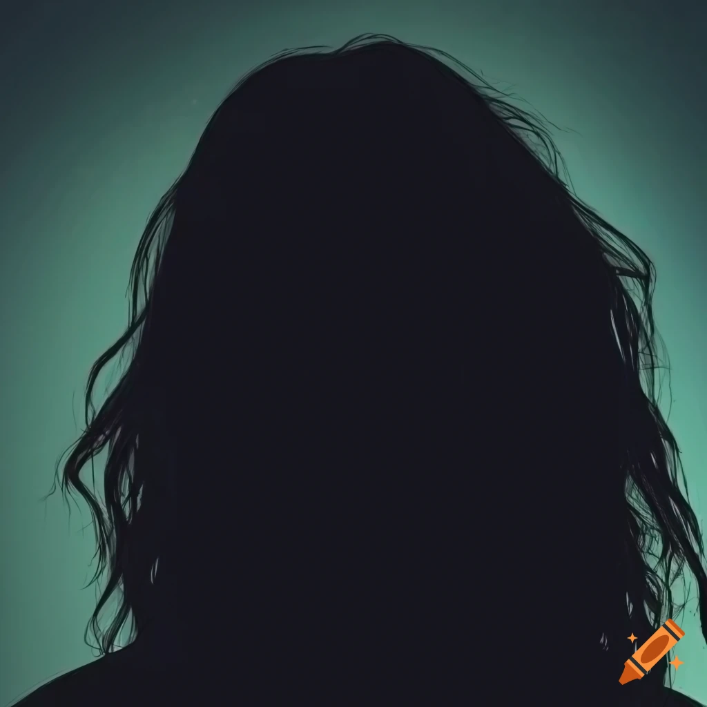 Mysterious silhouette of a man with long hair staring intently