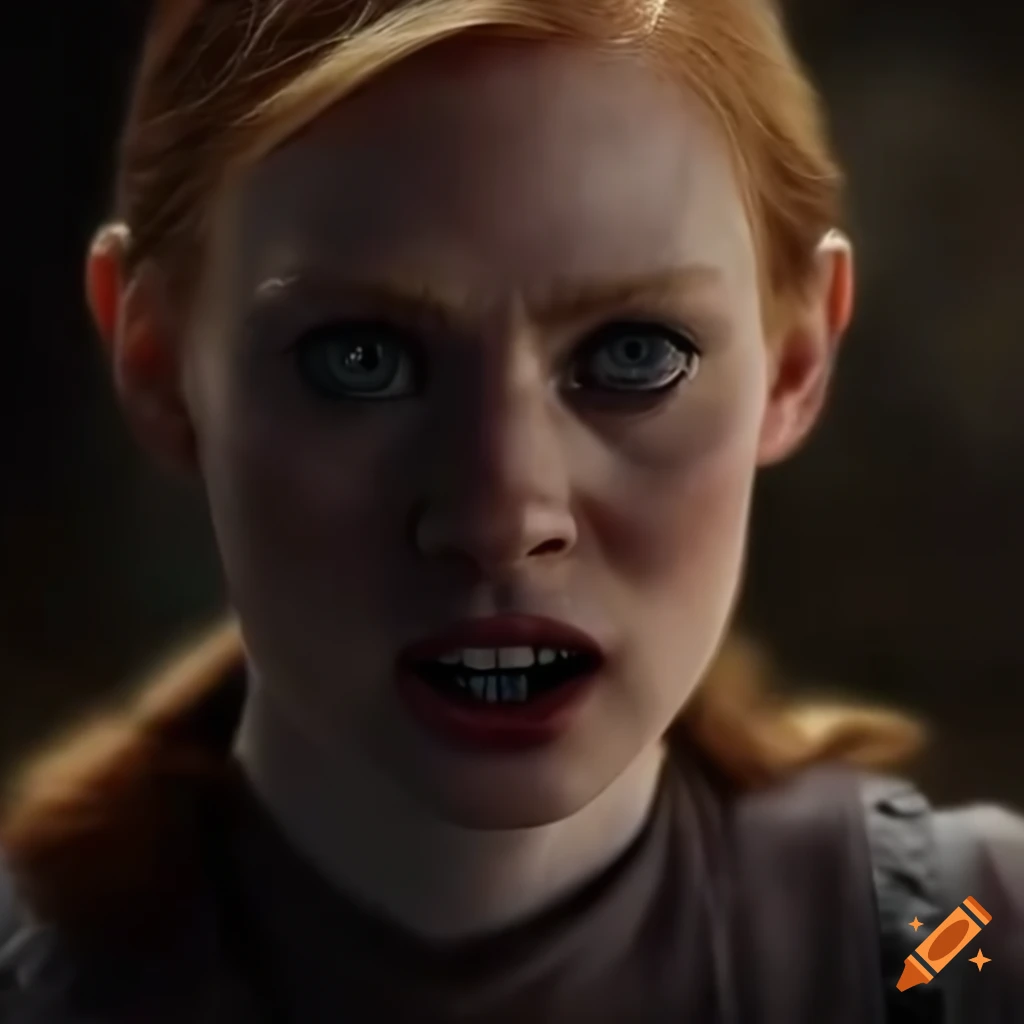 Deborah Ann Woll transformed into a scared donkey in photorealistic CGI