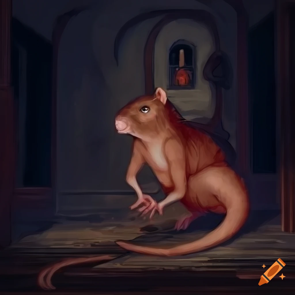 Stowaway rat under the floorboards in fantasy art style
