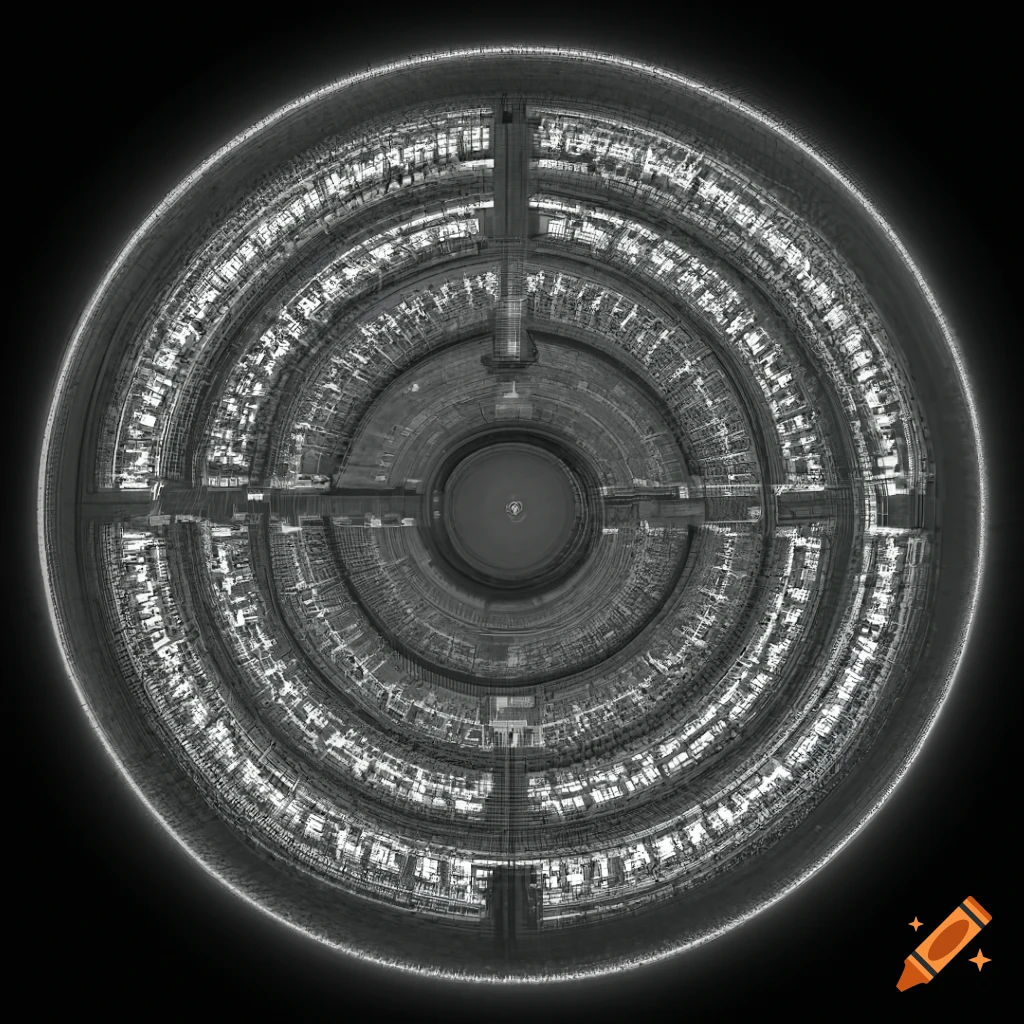 Hyper-realistic top view sci-fi labyrinth with intricate details