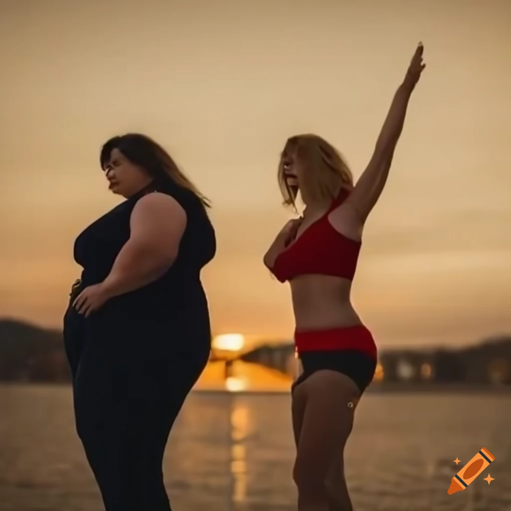 Short and tall women comparing heights