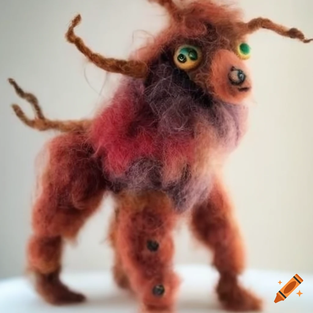 Fantasy felted wool creatures with special clothing
