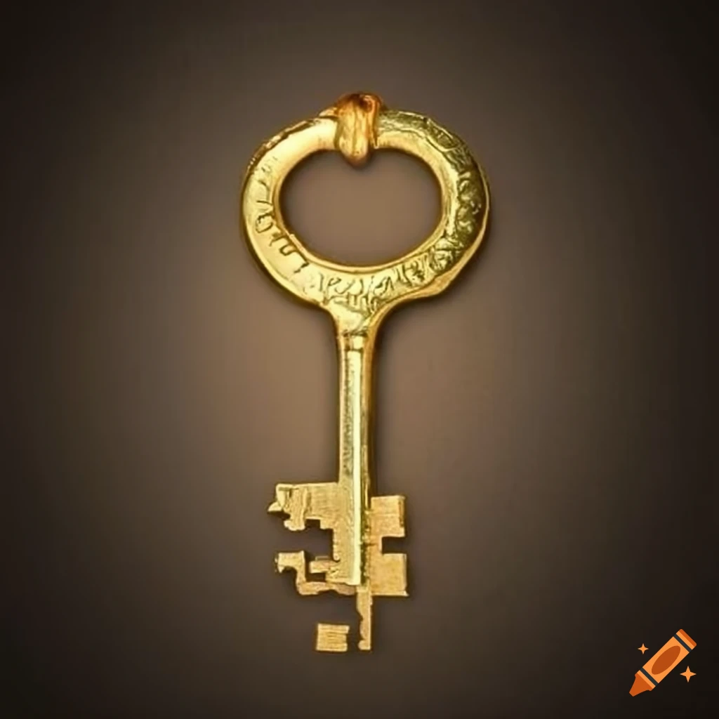 Ancient Roman Empire gold key with inscription ARAVSIO