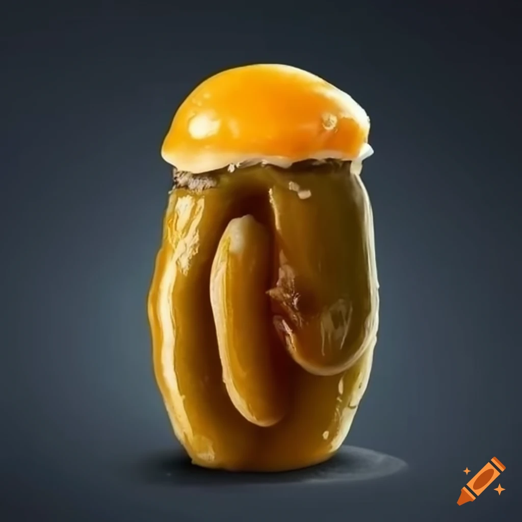 Chicken fried egg pickle, very realistic depiction
