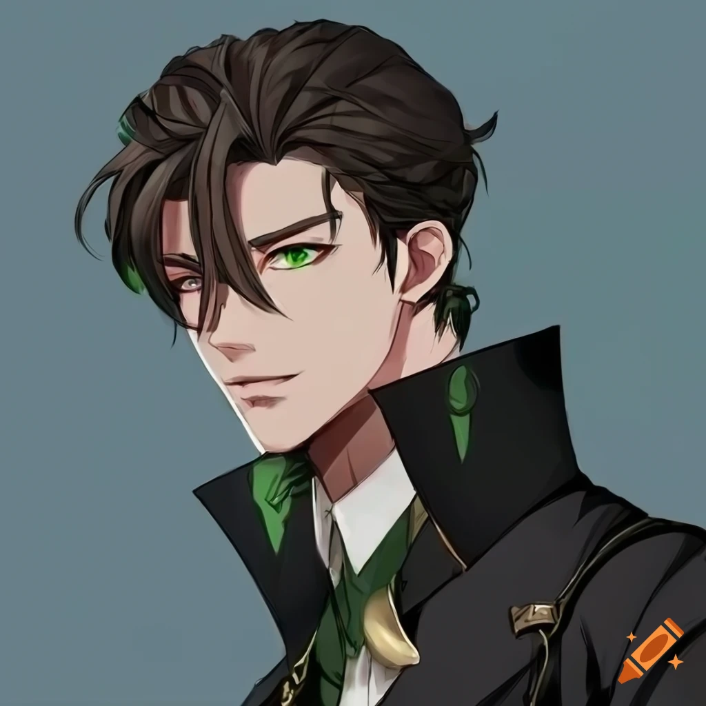 Fire Emblem character Claude in a black suit with green tie walking in the city