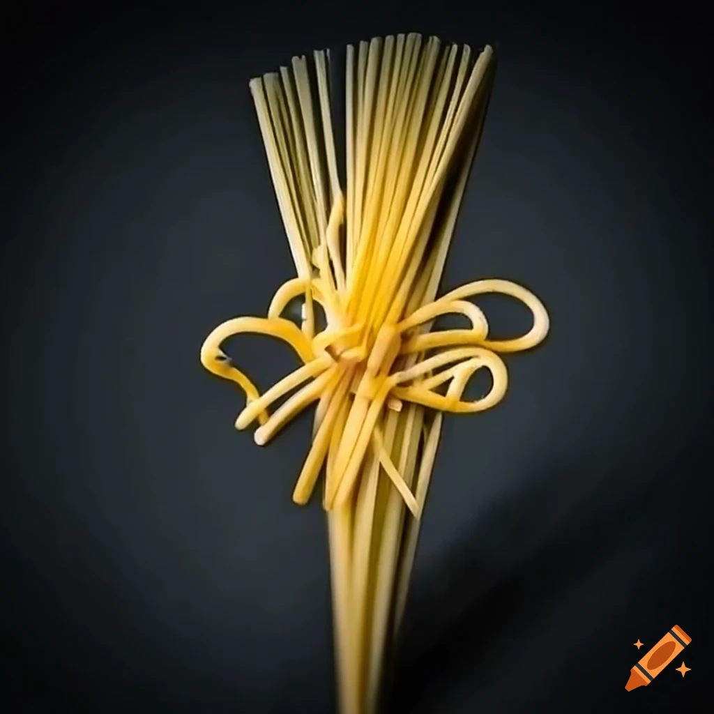 Thick spaghetti tied in a knot