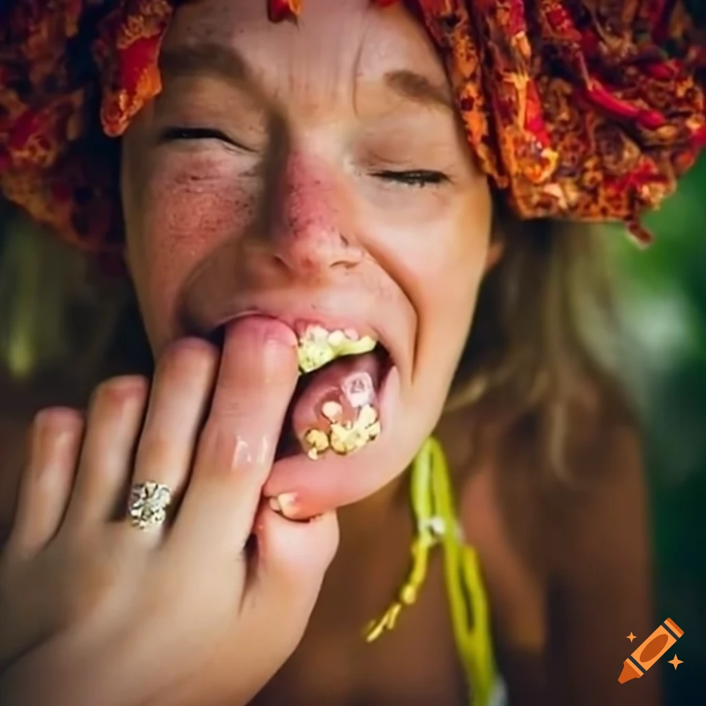 Creative woman biting her toenails