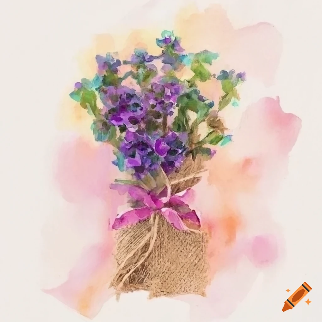 Watercolor painting of oregano bunch tied with twine on white background