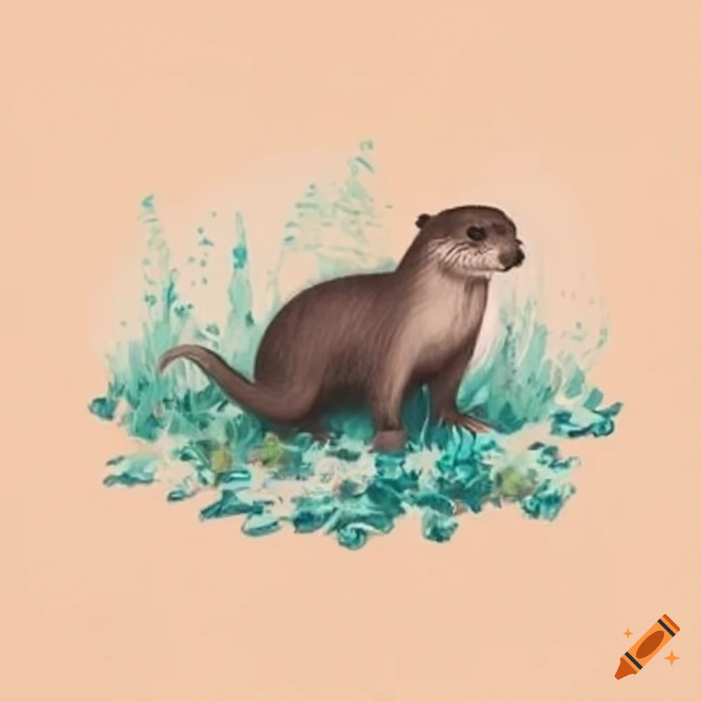 Otter surrounded by wildflowers
