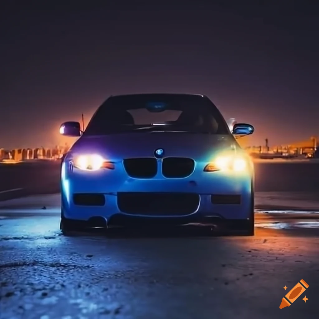 BMW M3 E92 and Subaru Impreza Bugeye in a night parking lot
