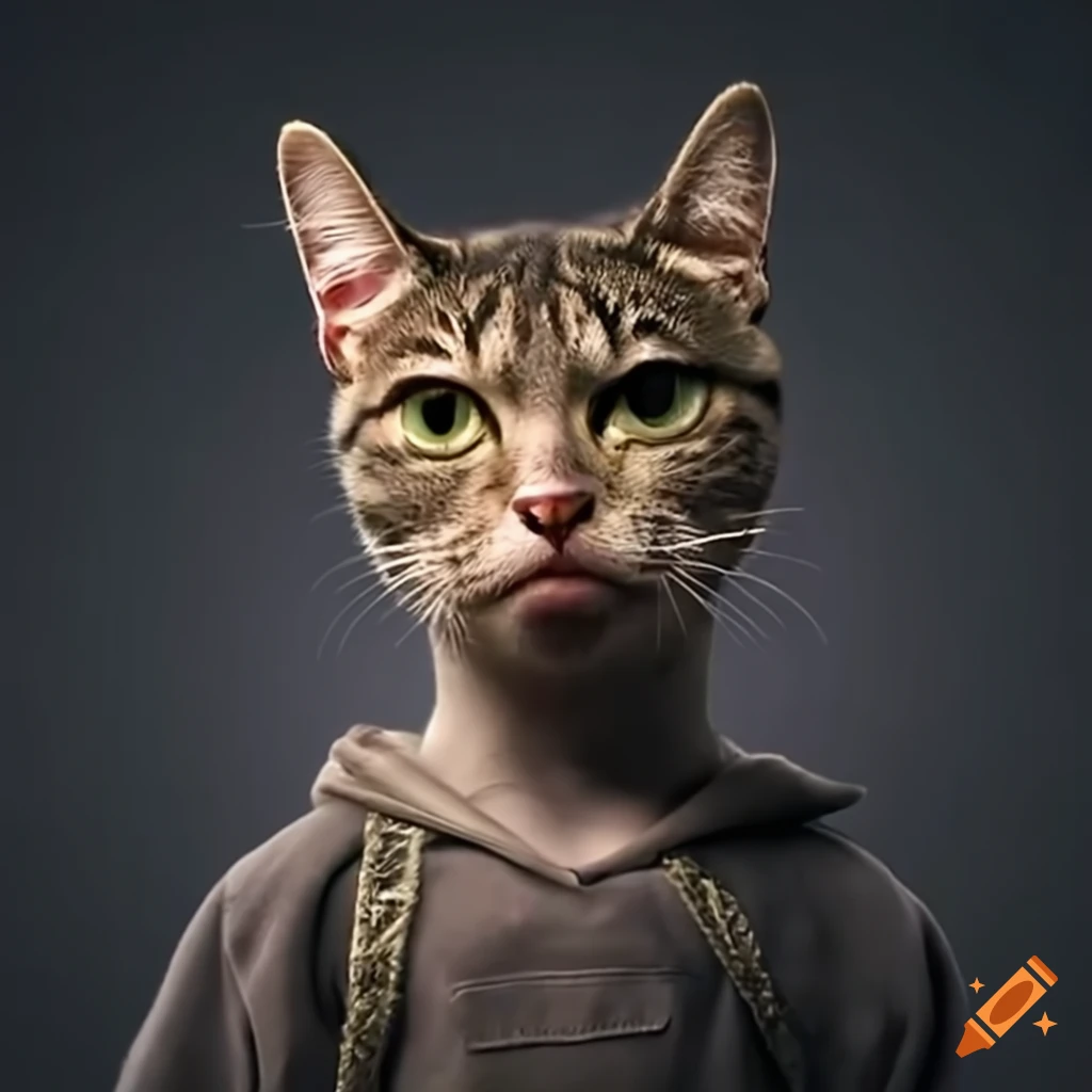 Scared tabby cat in stunningly detailed CGI VFX transformation scene