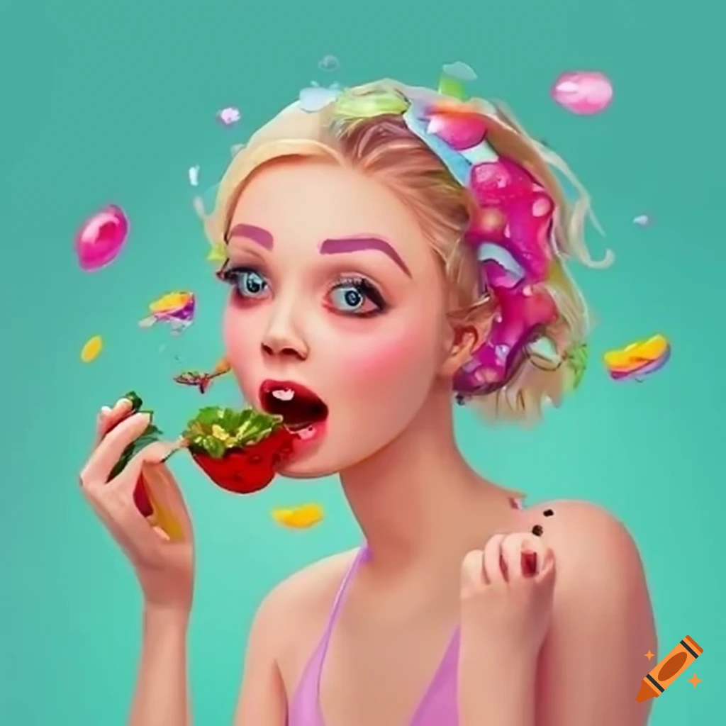 Girly pop enjoying a healthy salad